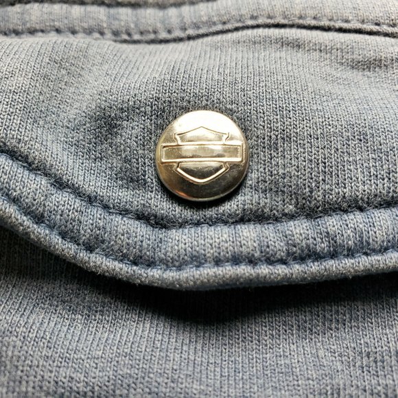 Womens Harley Davidson Black Hill SD Blue Medium Pockets Button Cotton Vest VGC - Picture 8 of 10